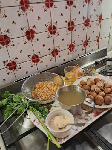 les ingrédients du risotto de petit épeautre